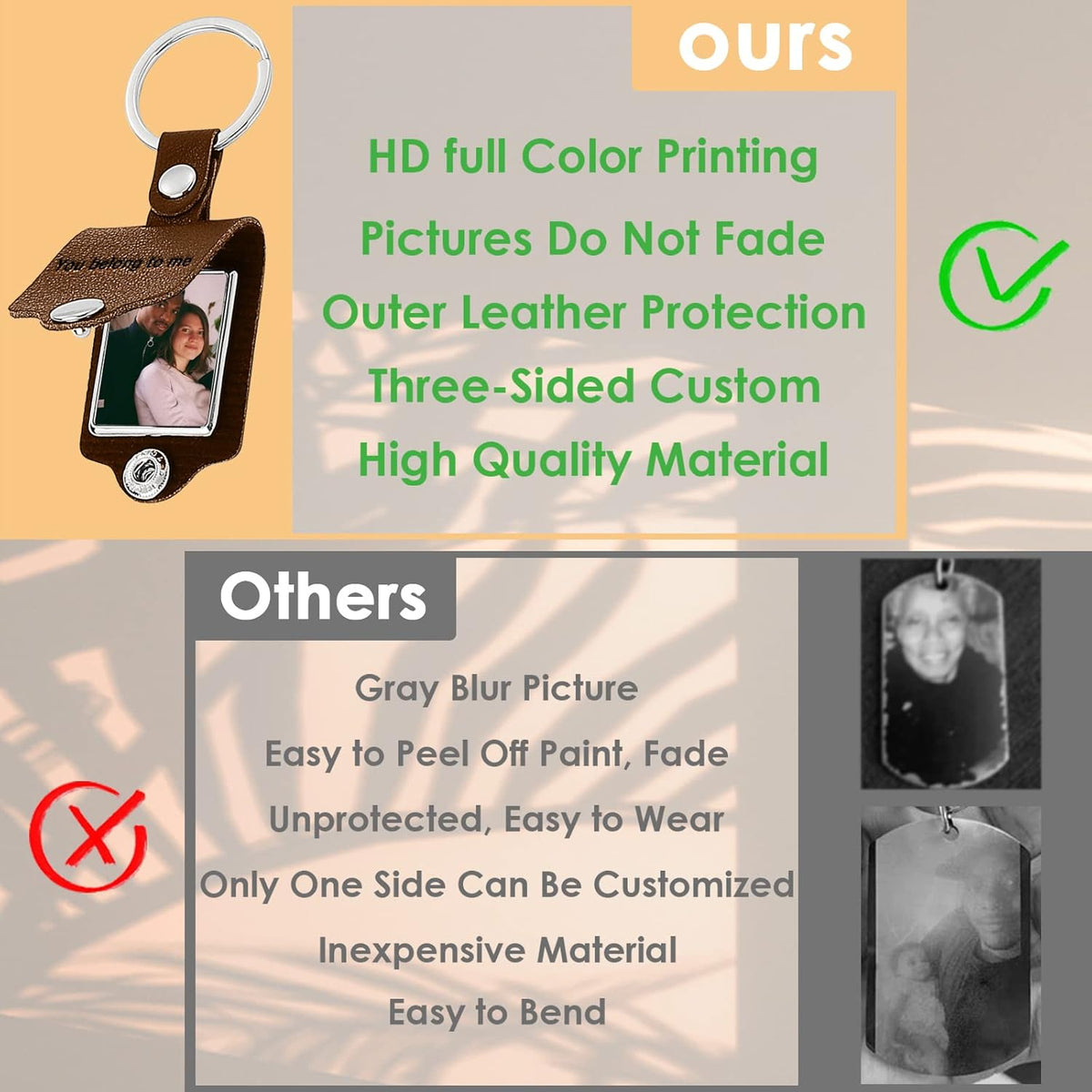Personalized Custom Keychain with Picture - Turnable Double Sided Colorful Photo Key chains