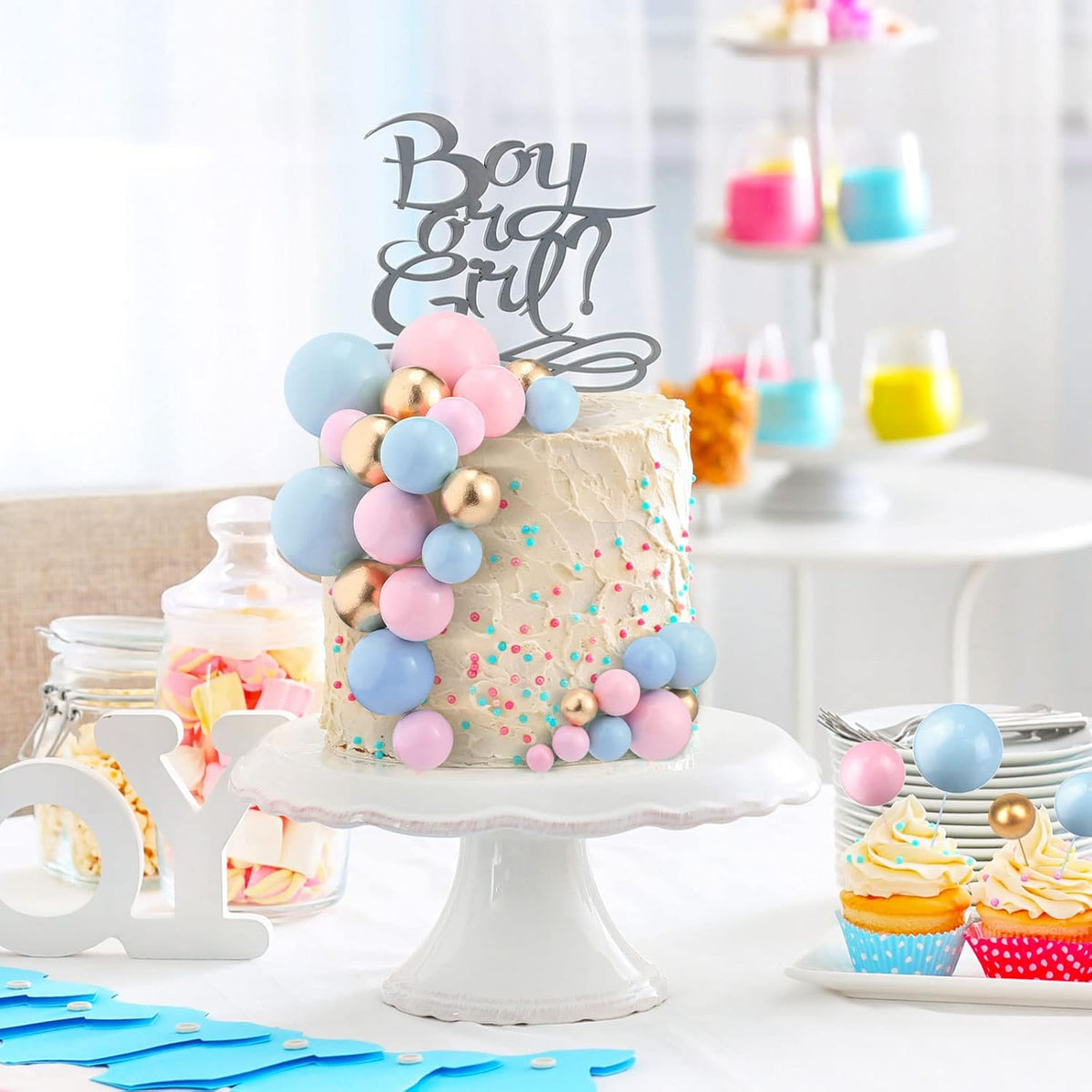 108 Pcs Balls Cake Topper DIY Cupcake Insert Foam Balloons for Cake Baking Wedding Anniversary