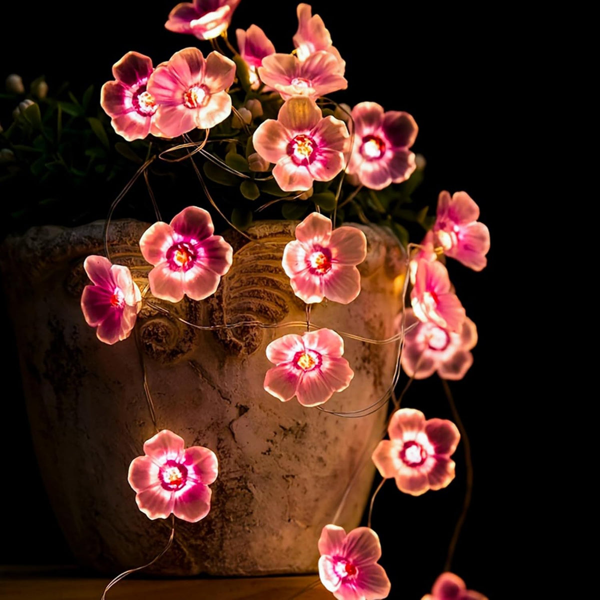 Pink Fairy Cherry Blossom Flower String Lights for Bedroom, USB Plug in and Battery Operated 13ft