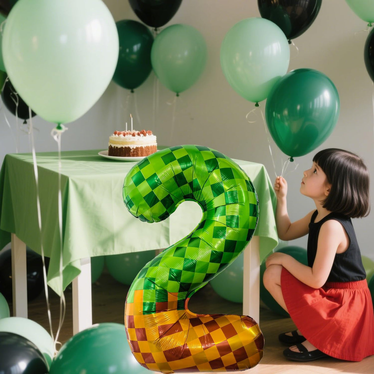 Pixel & TNT Theme 40in Giant Number Balloons - Foil Mylar Birthday Party Decorations for Kids