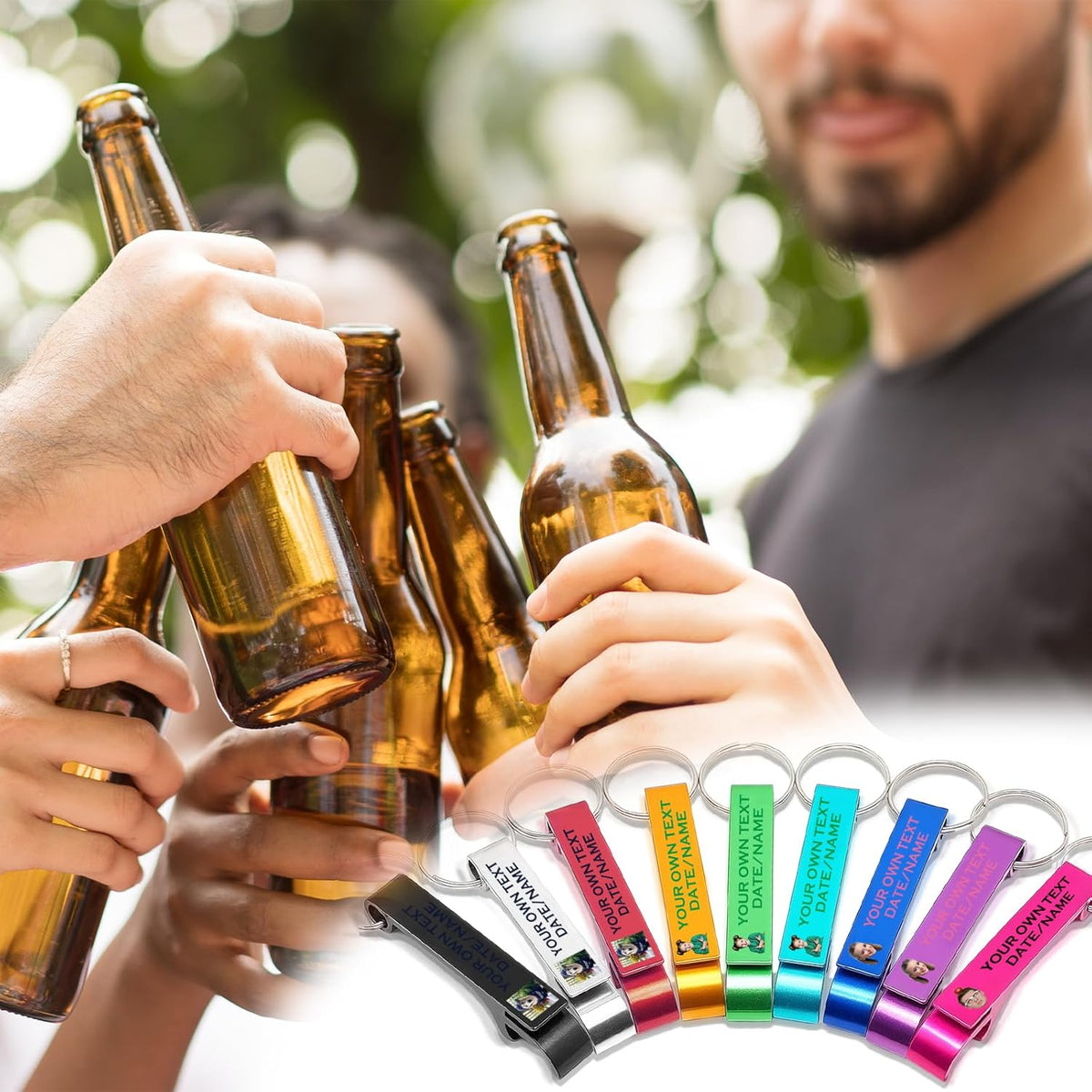 UBJVA Custom Bottle Opener Bulk Personalized Aluminum Bottle Opener Keychains with Text Logo Photo