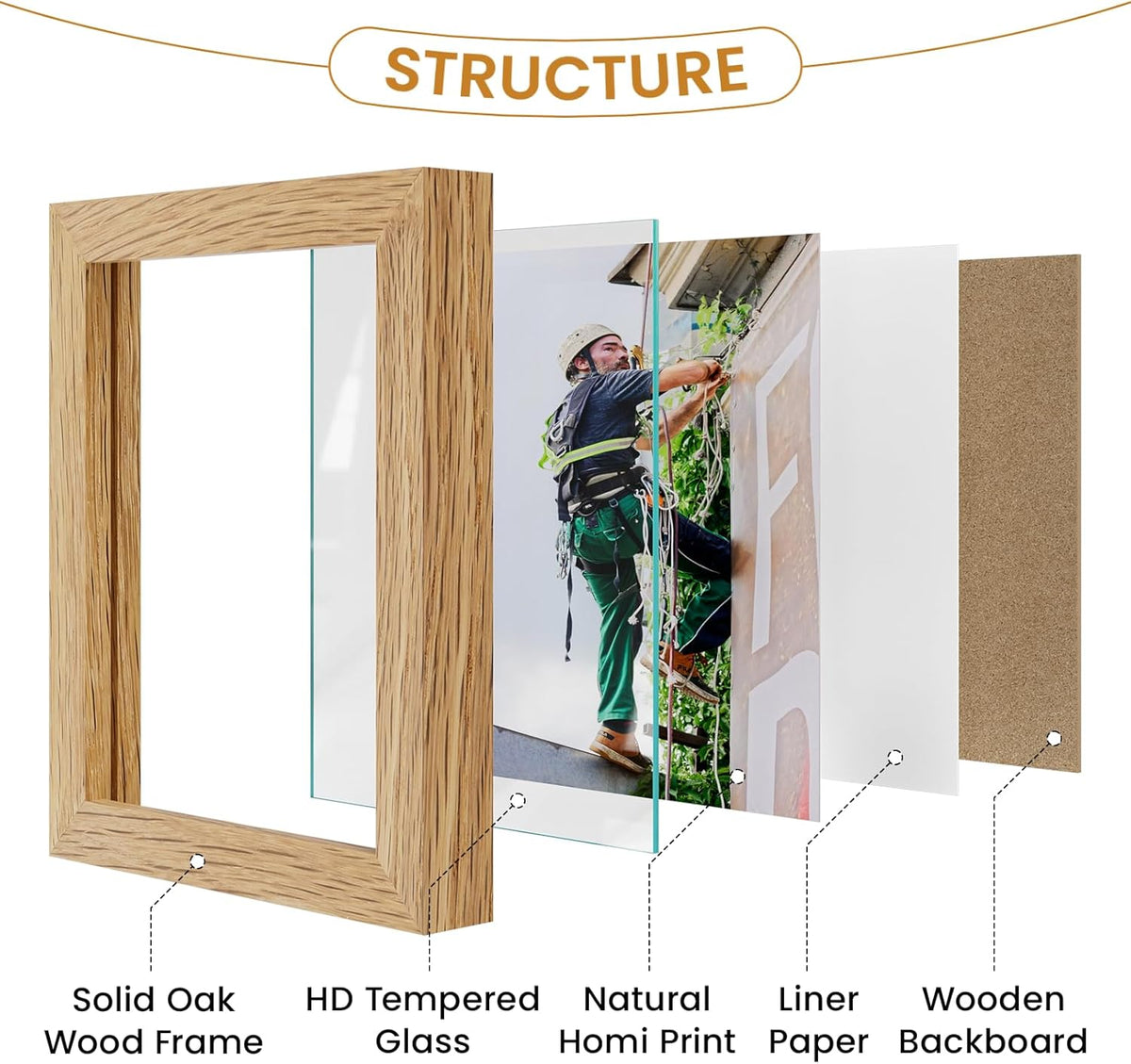 7x9 Picture Frame,Solid Oak Wood 7"x9" Photo Frame,Natural Oak Color Tempered Real Glass 7 by 9