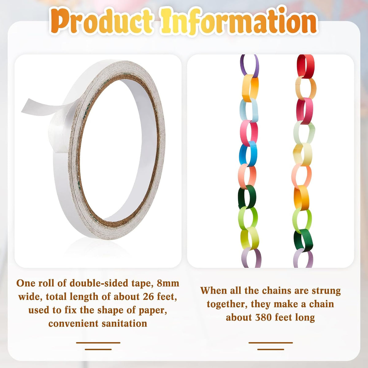 Lincia 1000 Sheets Halloween Paper Chain Garland, Construction DIY Crafts Chain Strip for Fall