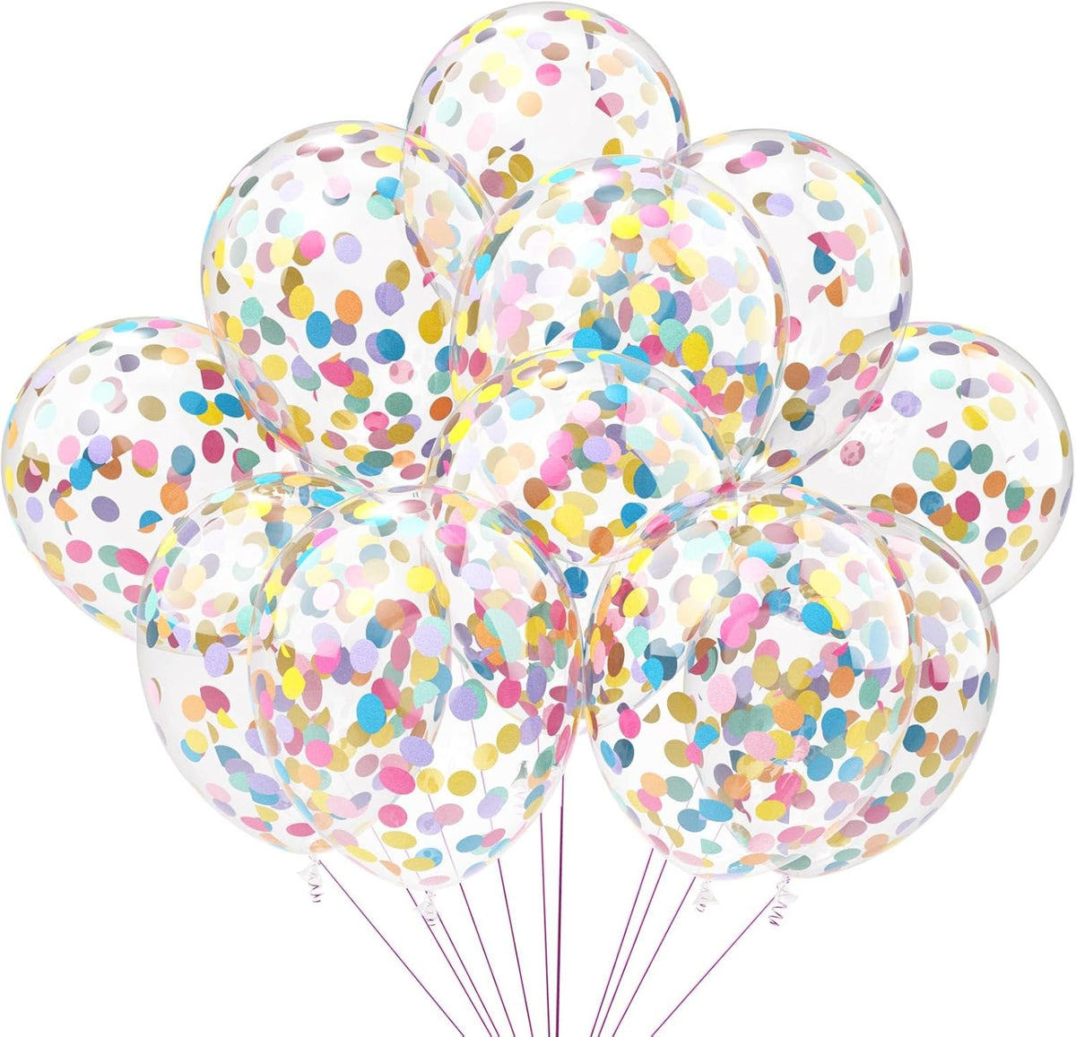 Rainbow Confetti Balloons, 25 Pcs 12 Inch Thickened Clear Latex Balloon with Confetti Inside for