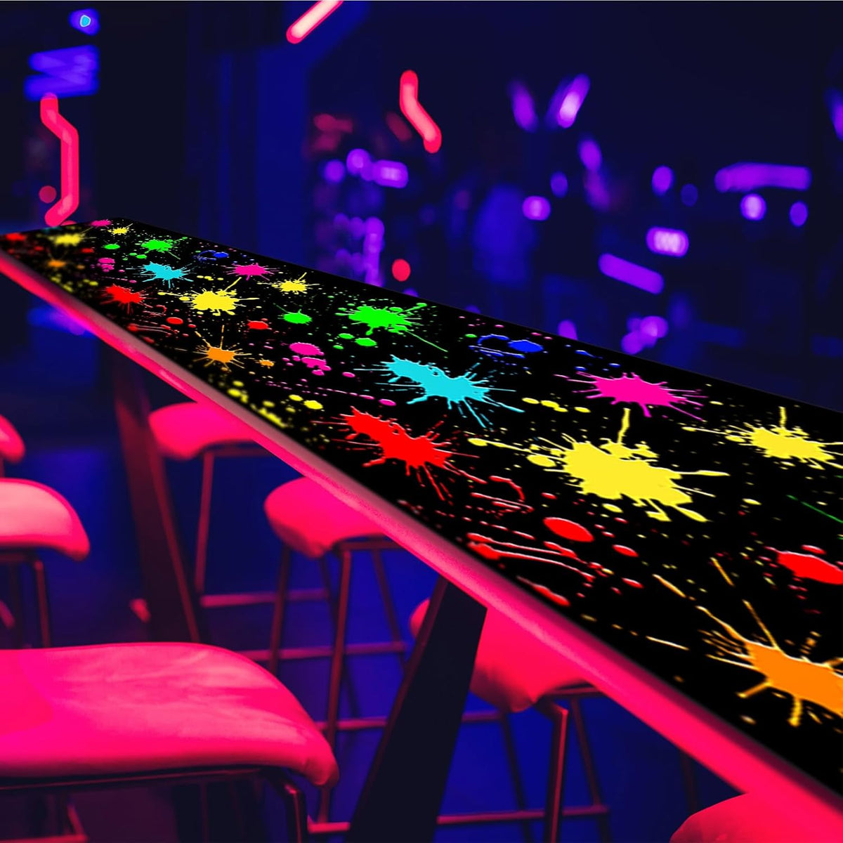 Haull 118 x 39 Inch Neon Light up Dance Floor Glow in The Dark Runner UV Reactive Blacklight Floor