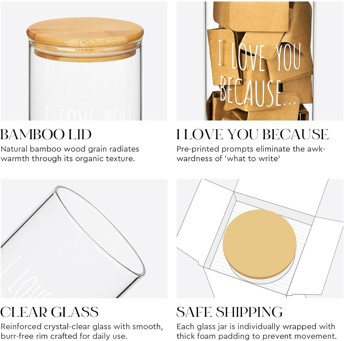 AW BRIDAL 50 Blank Love Notes Memory Jar, Anniversary Birthday Gifts for Boyfriend Girlfriend