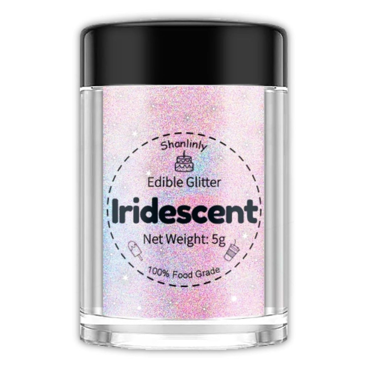 Shanlinly Iridescent Prism Powder Edible Glitter for Drinks, Food Grade Edible Glitter Dust Luster