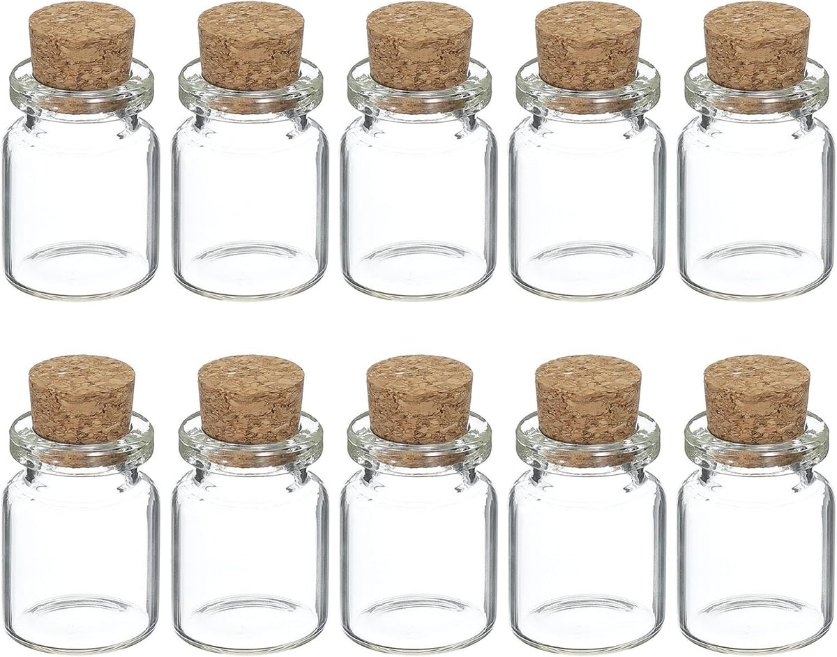 uxcell 10Pcs Mini Glass Bottles with Cork Stoppers, 5ml Small Clear Bottles Glass Empty Jars Vials
