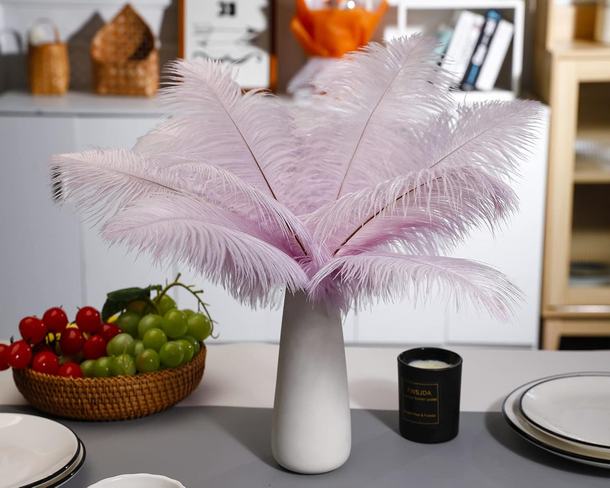 Ballinger Lavender Ostrich Feathers Bulk - 24Pcs 12-14inch Light Purple Feathers for Party