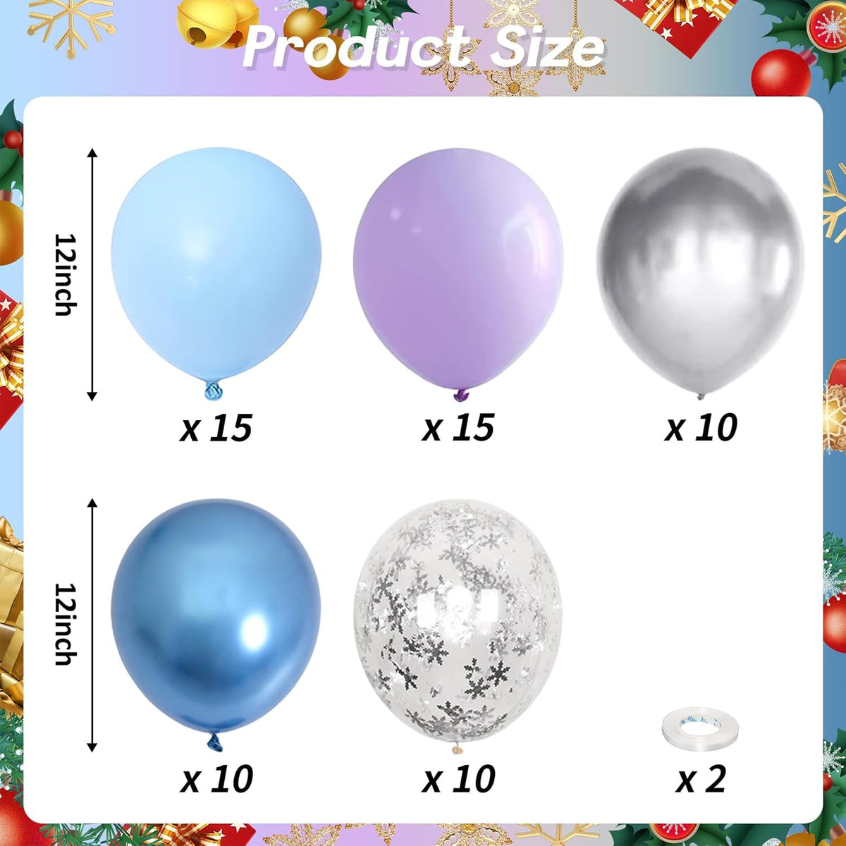 Winter Wonderland Balloons, 60PCS Blue Purple Snowflakes Balloons for Ice Wonderland Christmas Baby