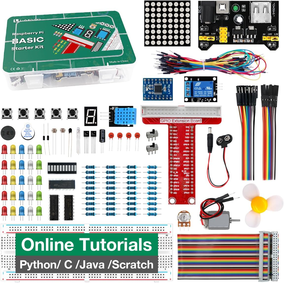 LAFVIN Basic Starter Kit for Raspberry Pi Development Board Breadboard LCD1602 Module Python C Java