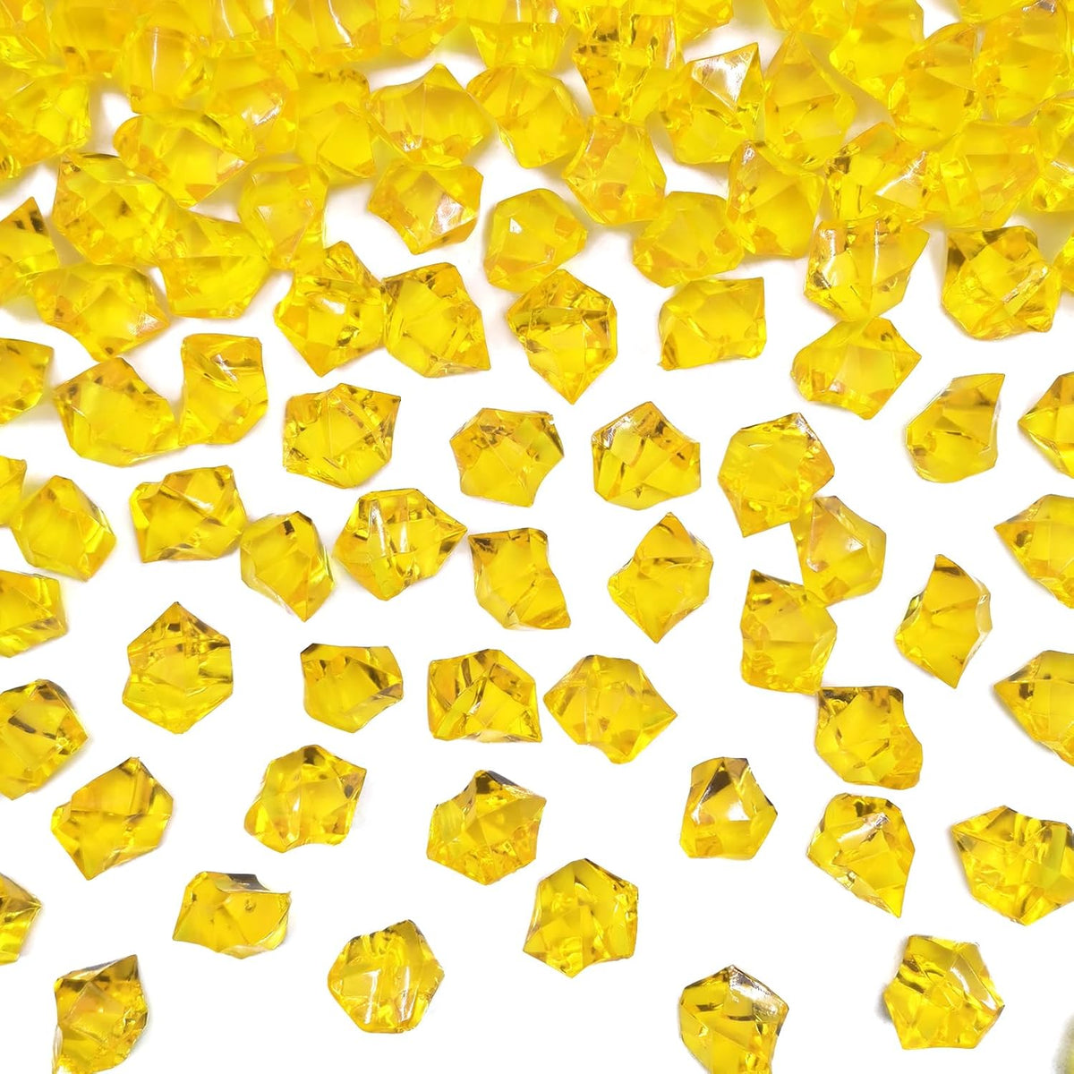 Yellow Vase Fillers for Home Decor, Fake Crushed Ice Cubes, Vase Fillers, 150 pcs Reusable Fake ice