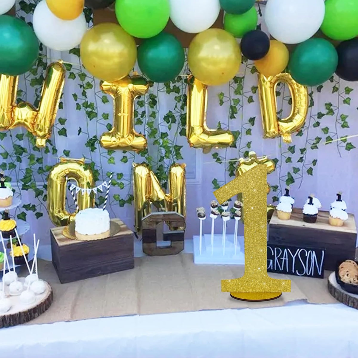 TONIFUL 11.8 Inch Gold Glitter Numbers Table Centerpieces 0-9 Birthday Party Decorations,Shining
