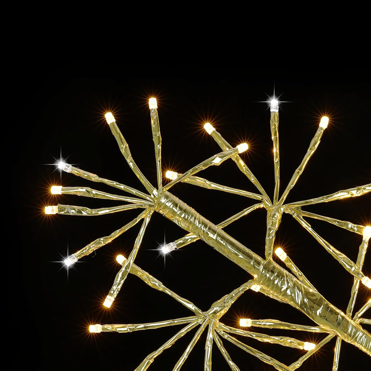 30’’ Christmas Snowflake Lights Outdoor, Pre-lit 240Pcs Warm White LEDs Hanging Golden Snowflake