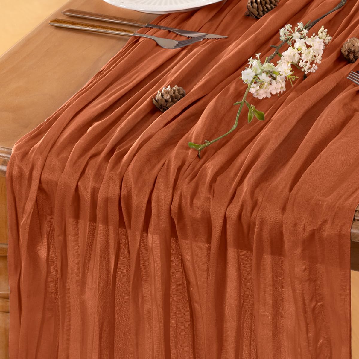 Terracotta Table Runner Cheesecloth Table Runner 10FT Farmhouse Table Runners 120 Inches Fall Table