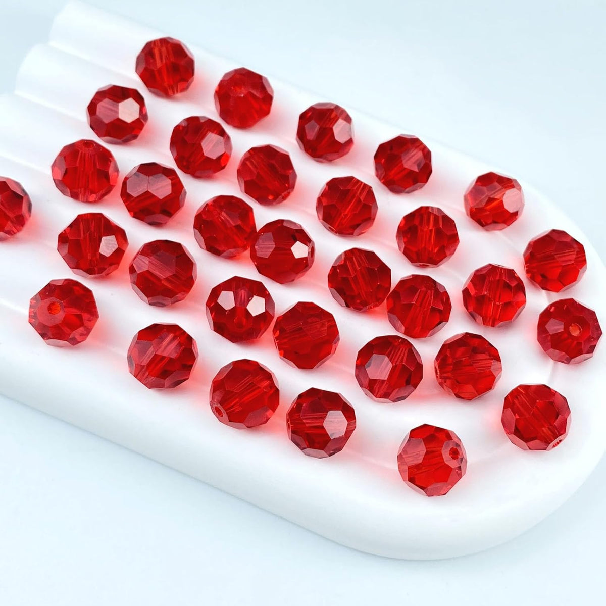 200 PCS 6mm Crystal Glass Beads Round Multiple Faceted Loose Spacer Glass Beads for DIY Handcrafte