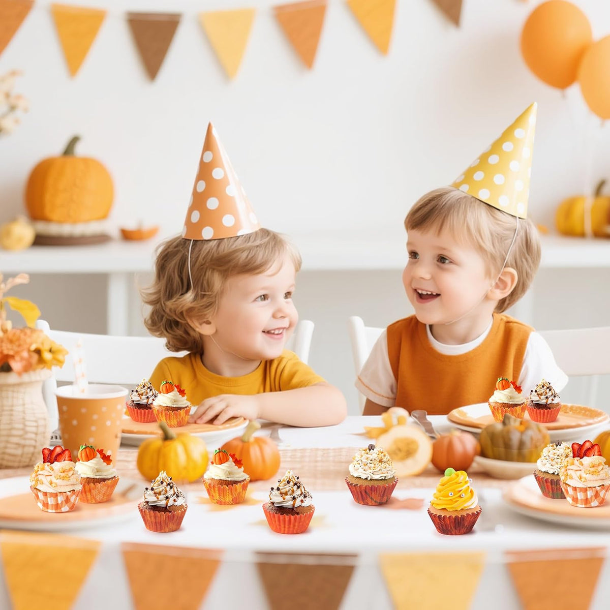 COcnny Fall Mini Cupcake Liners - 600pcs Autumn Plaid Muffin Small Paper Cupcakes Baking Cups