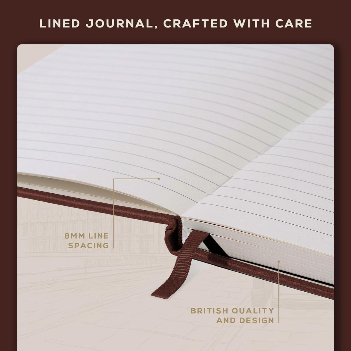 BEECHMORE BOOKS Lined Journal Notebook, 8.5 x 11.5 inch, A4 160 Lined Pages, Hardcover Leather