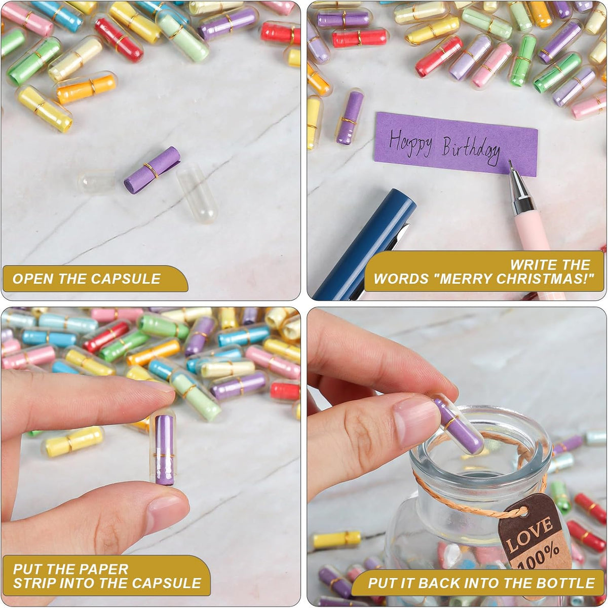 Capsule Letters Message in a Bottle,88pcs Message Pills Love Letter Gift for Boyfriend Girlfriend