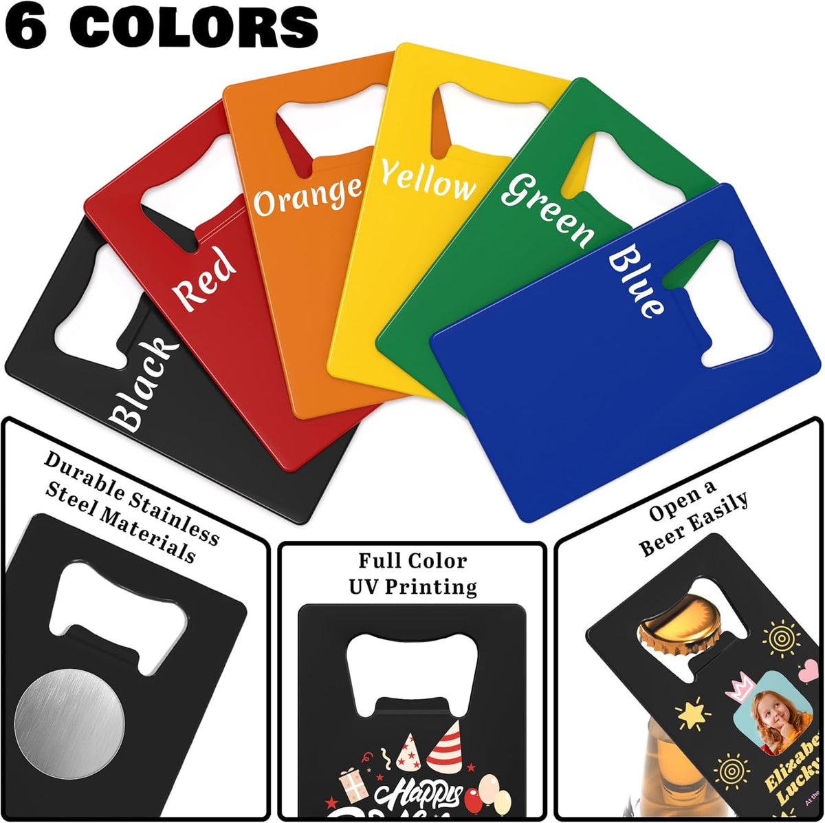4-100 Pcs Custom Bottle Opener, Personalized Stainless Steel Credit Card Bottle Opener, Full Color