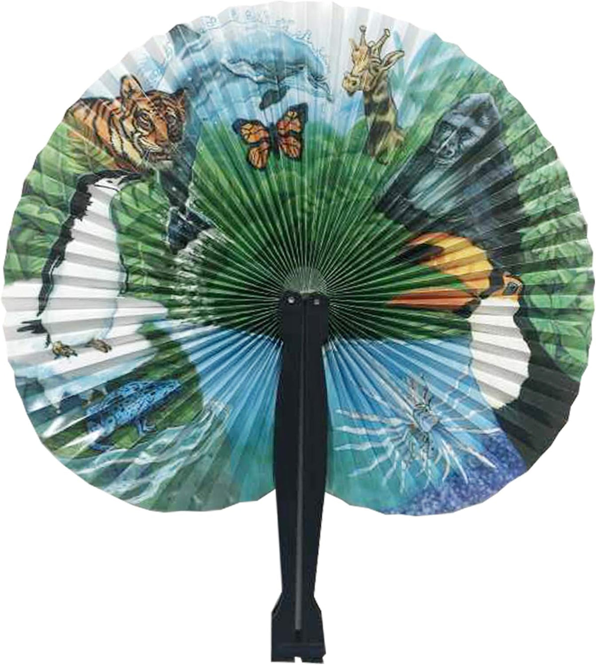 20 Pcs 10" Safari Print Animal Folding Paper Fan Bulk Assortment for