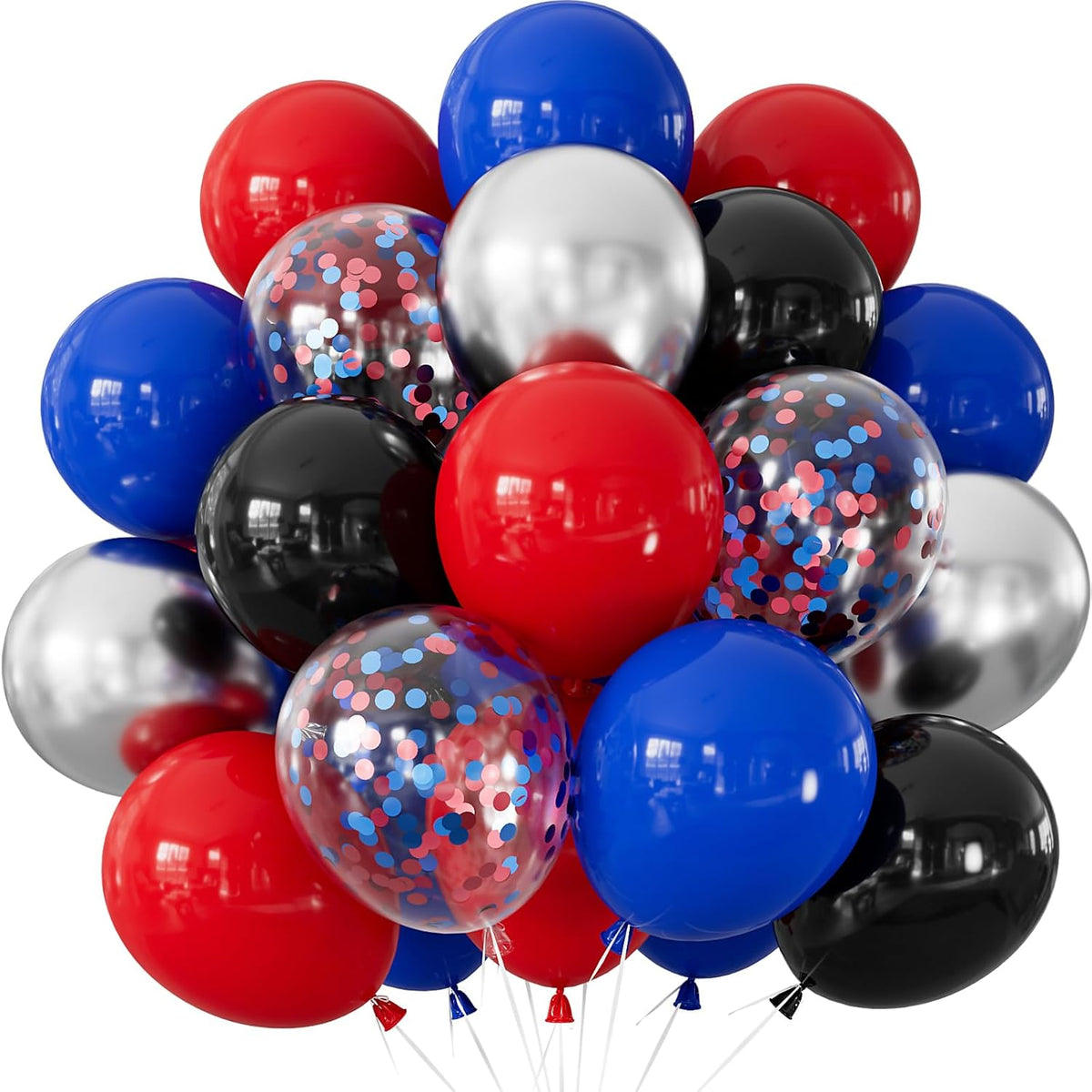 Black Red and Blue Balloons - 12 Inch Red Black Balloons Royal Blue Latex Balloon Glitter Metallic