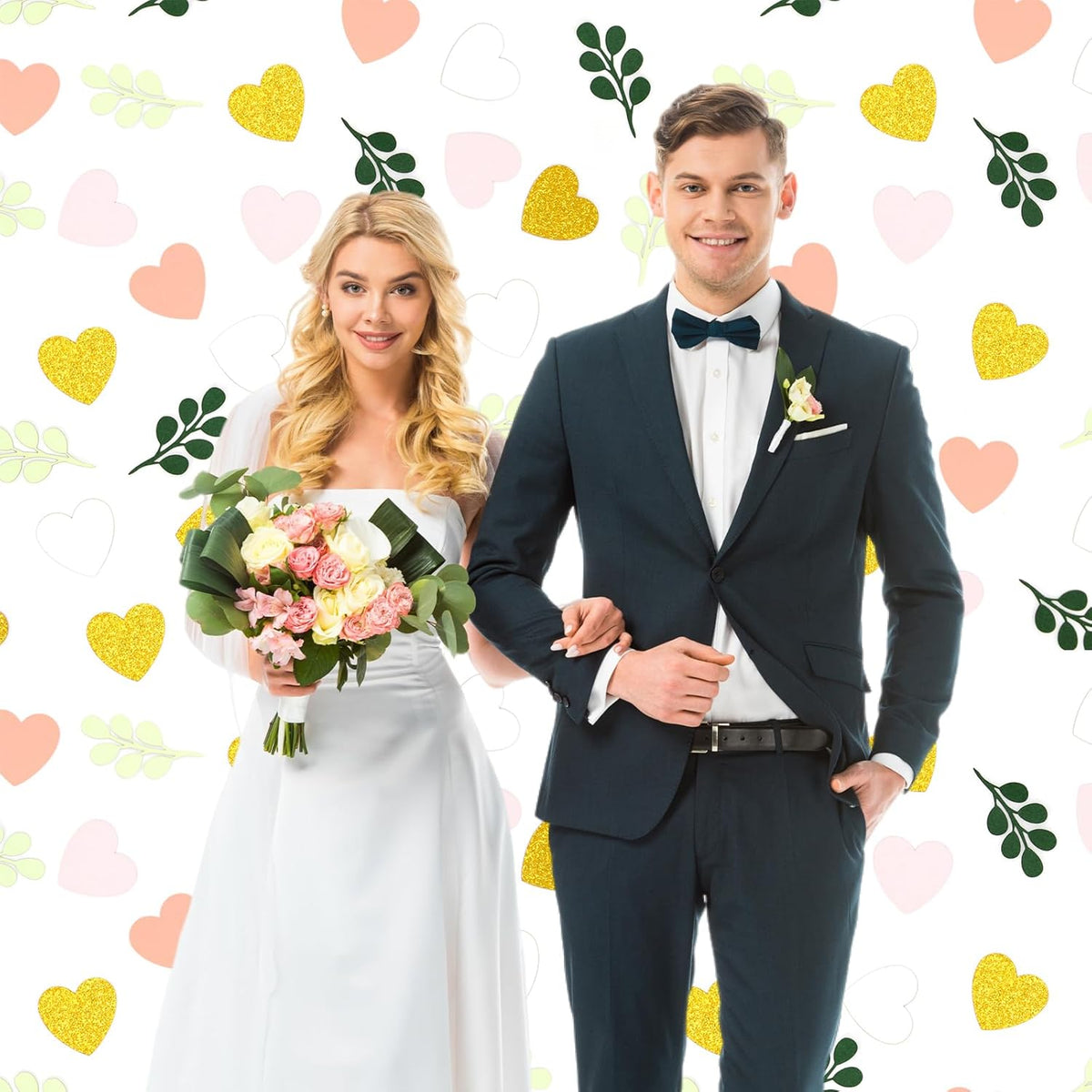 200PC Heart Wedding Confetti Greenery Eucalyptus Table Scatters for Pink and Sage Green Bridal