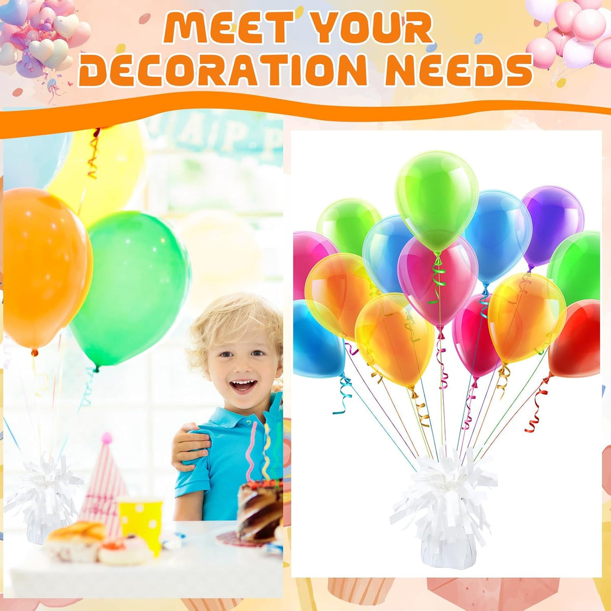 8 Pcs White Metallic Balloon Weights Holder Anchors Balloon Holder Weights for Helium Balloons