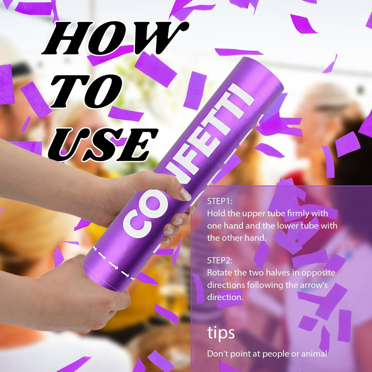 Confetti Cannon 12Pack Purple Biodegradable Cannon Poopers 12Inch Purple Party Poppers Confetti