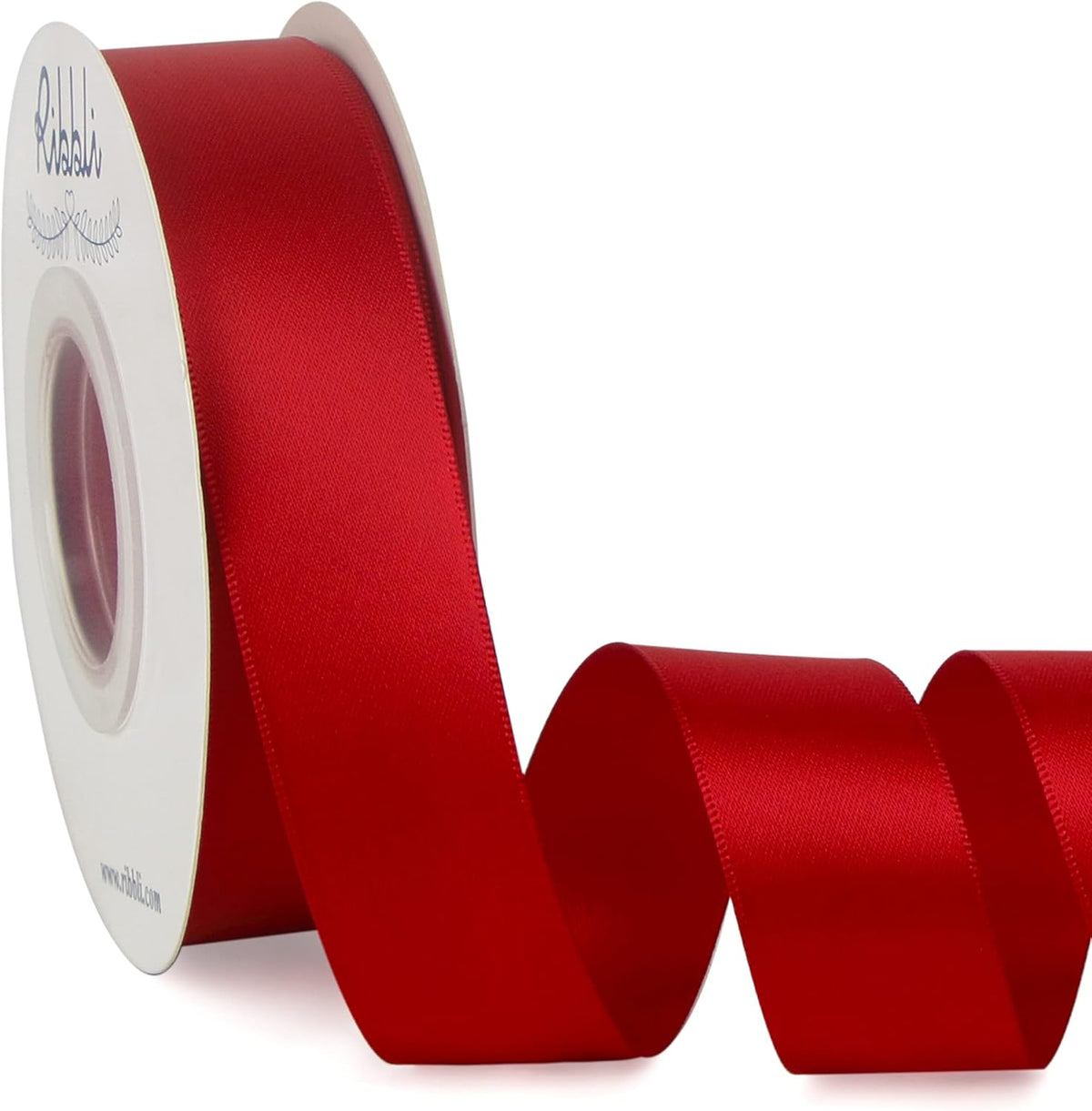 Ribbli Double Faced Red Satin Ribbon,1” x Continuous 25 Yards,Fabric Ribbon Use for Bows