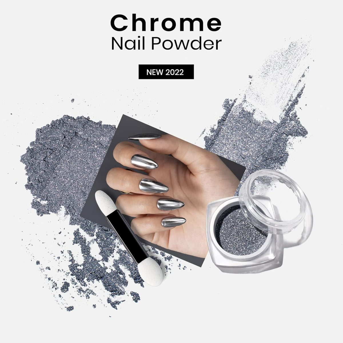 beetles Gel Polish Sliver Chrome Nail Powder, Mirror Metallic Effect Premium Salon Nail Glitter