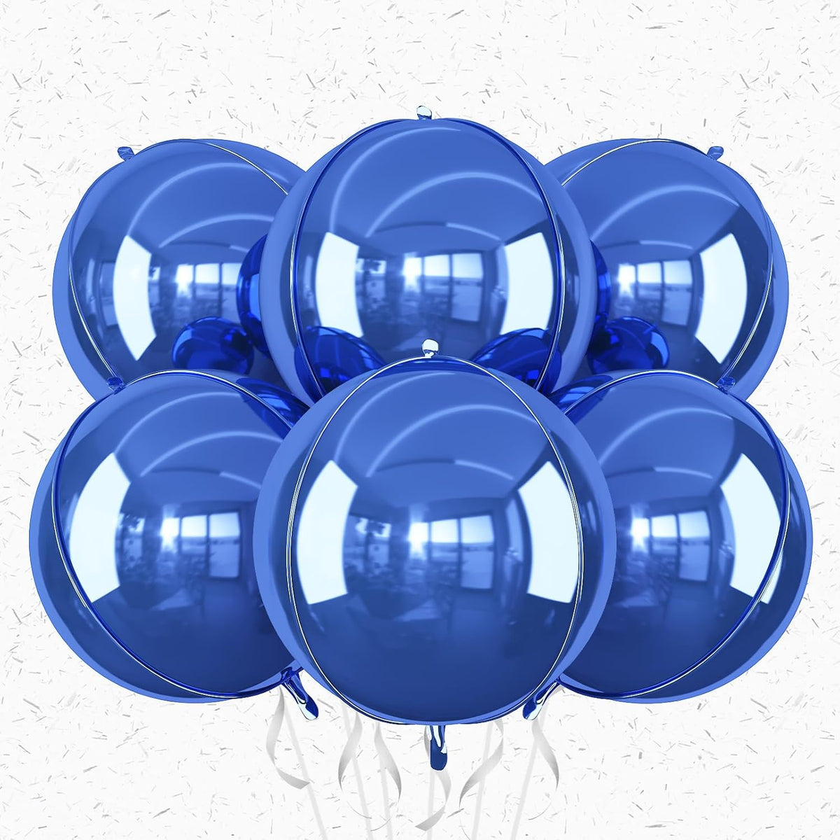 6Pcs Royal Blue Round Foil Balloons,Giant 4D Round Ball Balloons,22 Inch Metallic Blue Balloon for