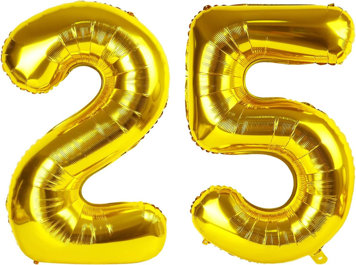 Gold 40 Inch Large Number 25 52 Birthday Balloon, 25 52 Birthday Decorations, Foil 25 52 Mylar