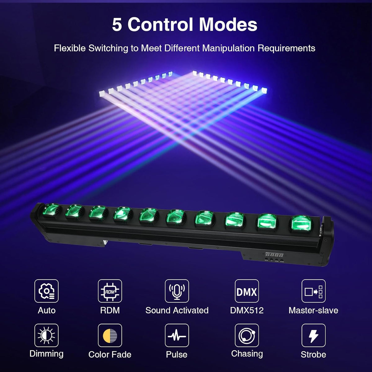Betopper 10x15w RGBW Moving Beam LED Light Bar,10 Eye Stage Light Strobe Beam Like Spider RGBW 4IN1