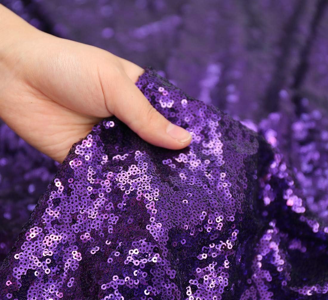 Poise3EHome 2ft x 8ft Purple Sequin Photography Backdrop Curtain 2 Panels for Party Decoration