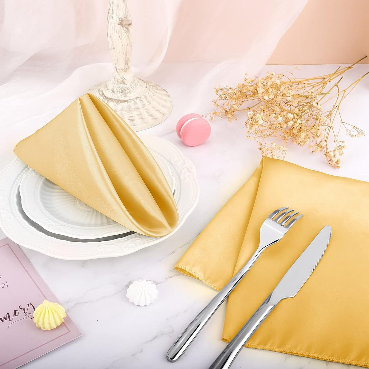 ANECO 16 Pack Square Satin Napkin Bright Silk Table Napkin Soft Smooth Fabric Table Napkin for