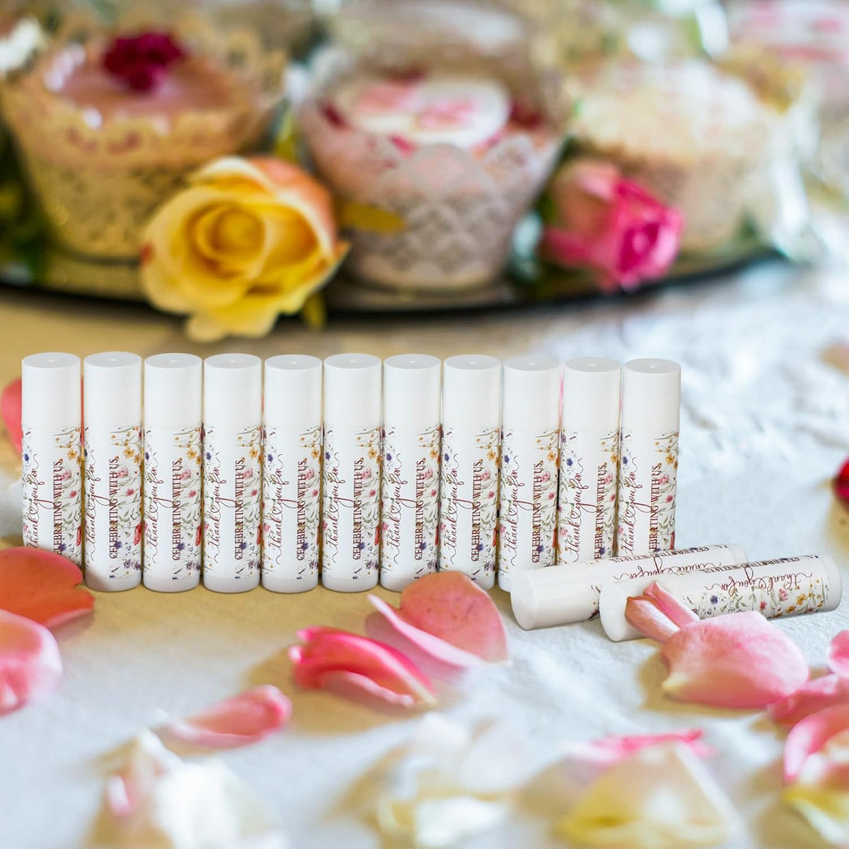50 Pcs Wildflower Wedding Bridal Shower Gifts Bulk Floral Lip Balm Baby Shower Party Favors Thank