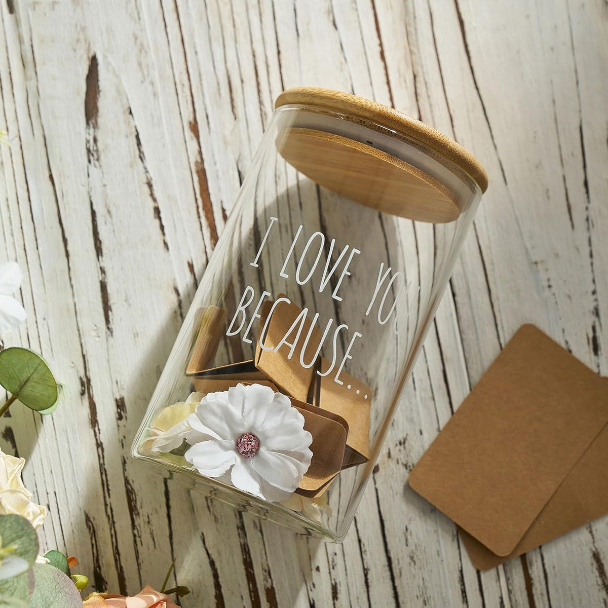 AW BRIDAL 50 Blank Love Notes Memory Jar, Anniversary Birthday Gifts for Boyfriend Girlfriend