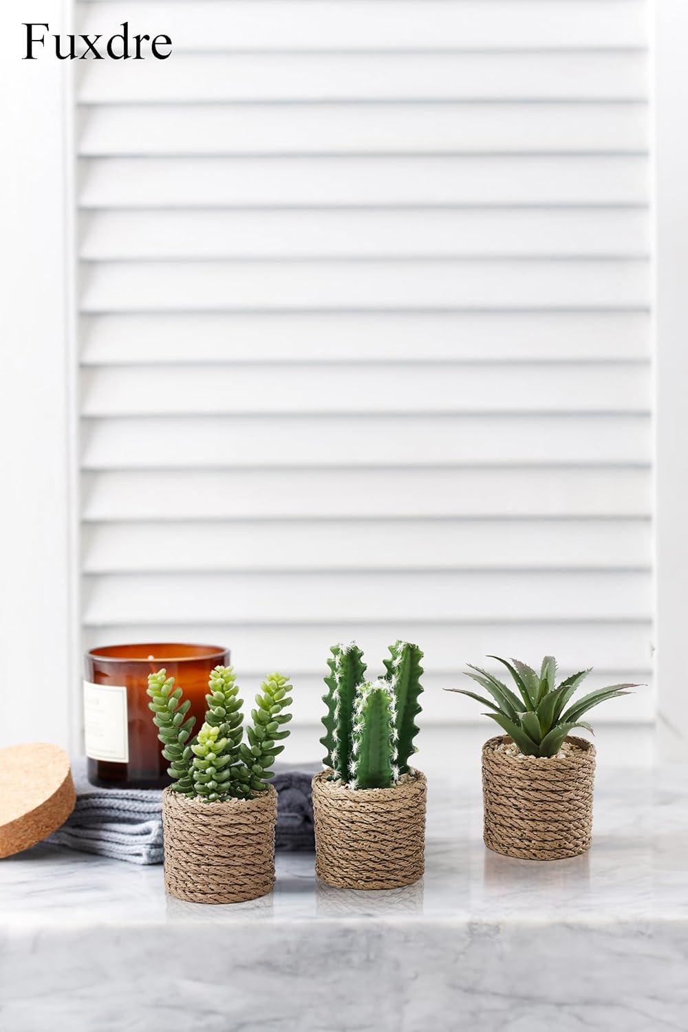 3-Pack Artificial Succulent Plants in Vintage Plastic Pots - Fake Waterproof Succulents Decor for