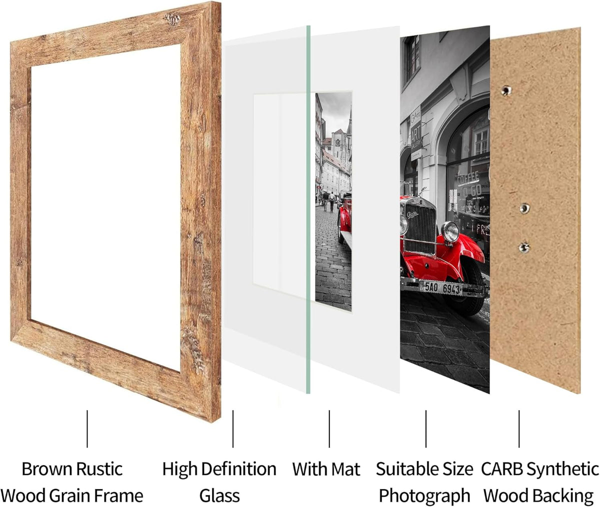 11x14 Picture Frame Set of 4, High Definition Tempered Glass 11 x 14 Frames Display 8x10 Pictures