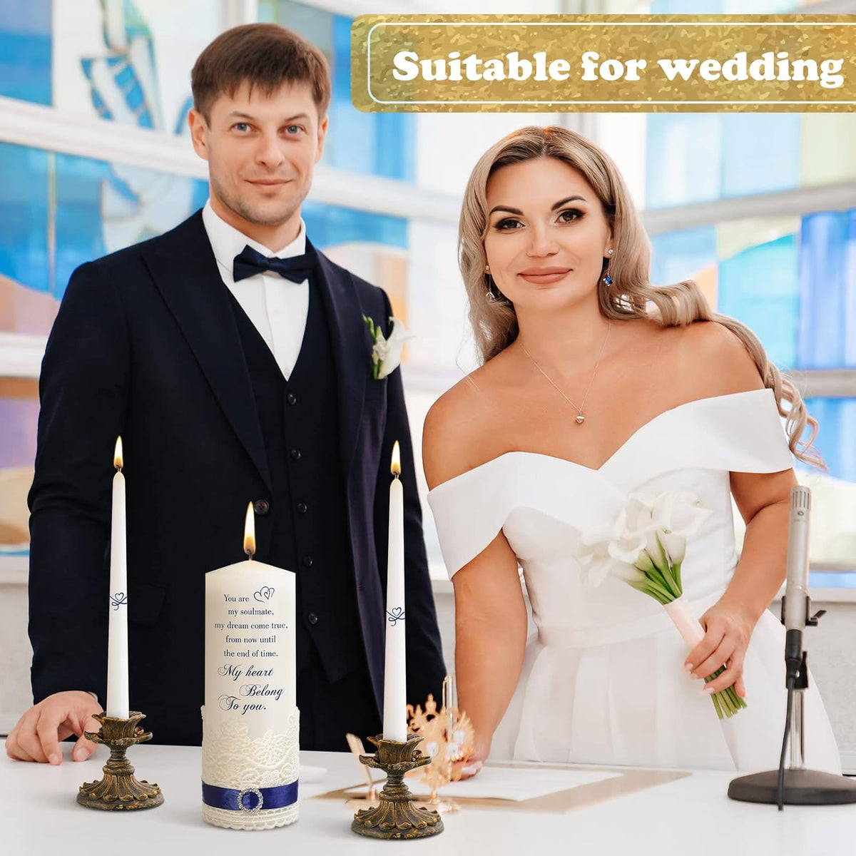 Frienda Unity Candles for Wedding Ceremony Set Wedding Unity Taper Candles Catholic Religious