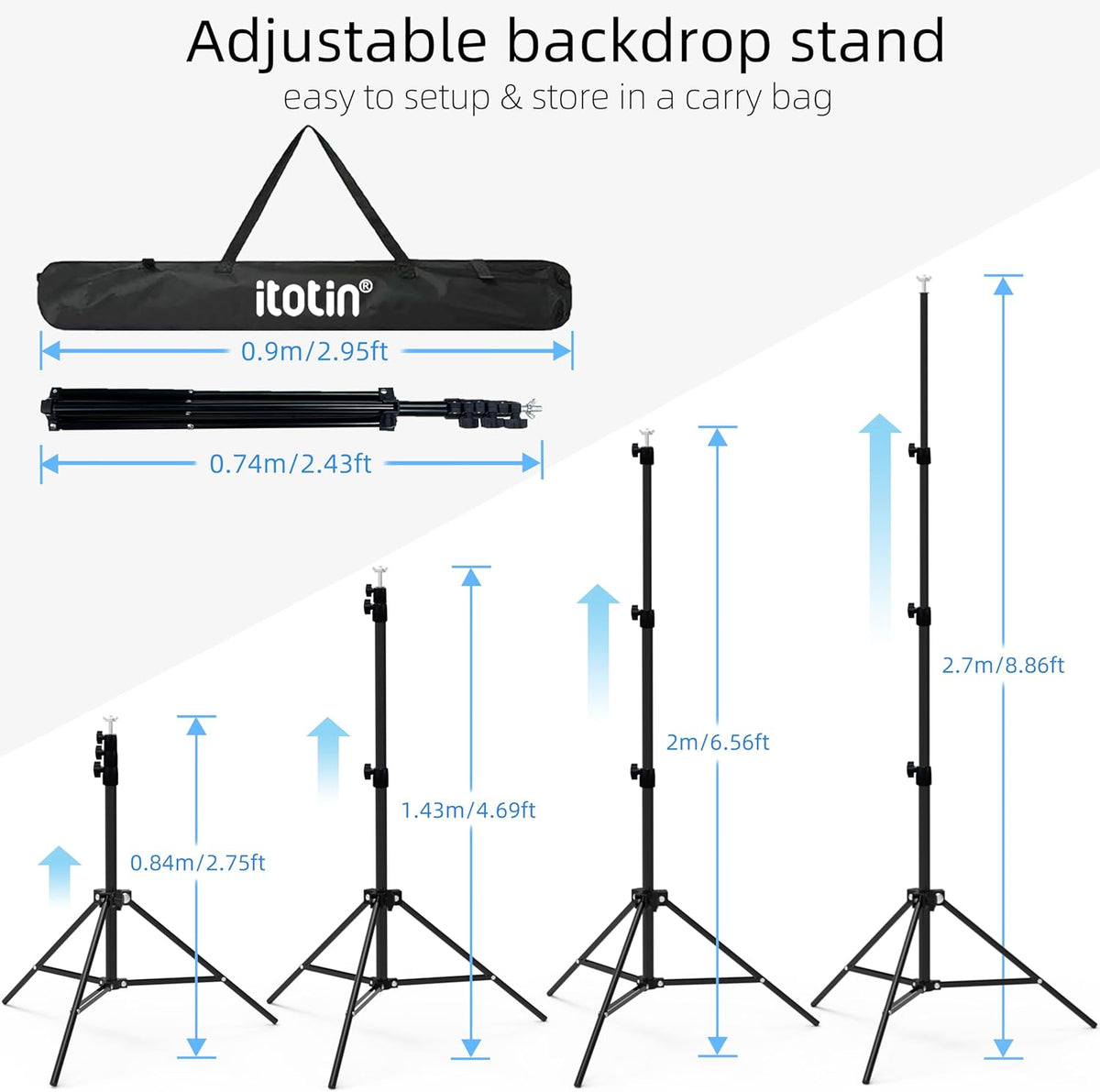 Photo Backdrop Stand, 10x9ft(WxH) Adjustable Photography Backdrop Stand, Aluminum Alloy Studio