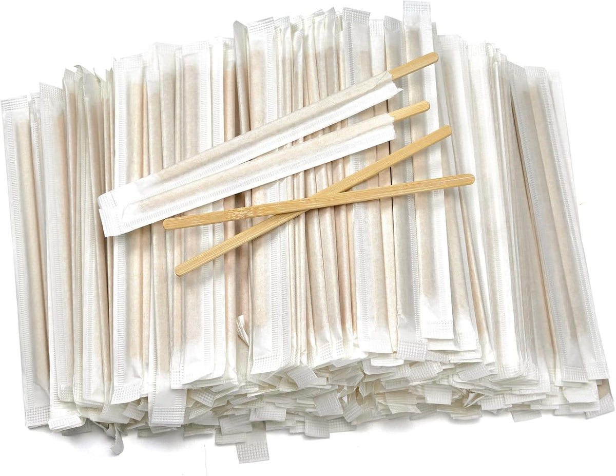 1000Pcs Bamboo Coffee Stirrers Individually Wrapped – Coffee Stir Sticks 5.5 Inch, Stir Sticks For