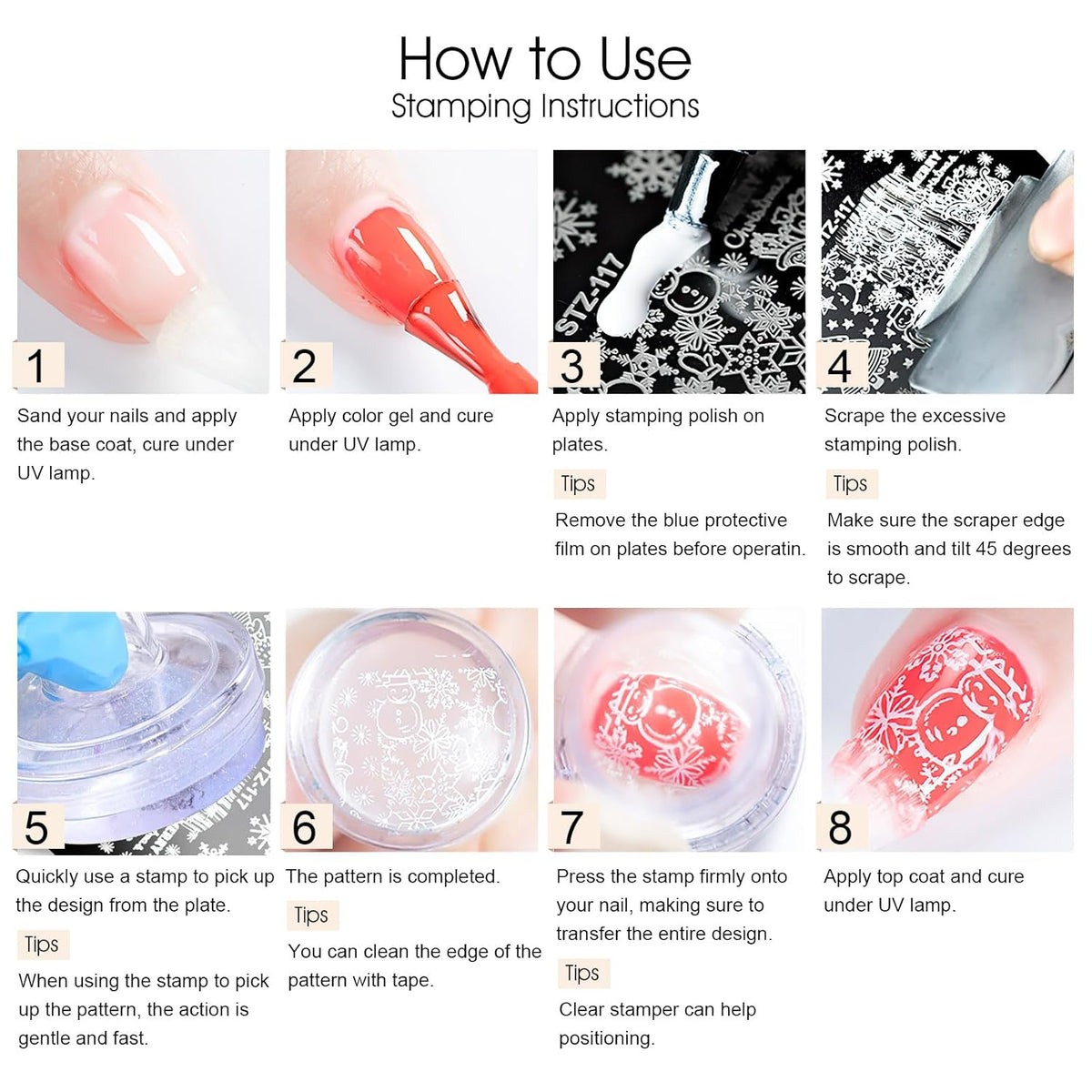 8 Colors Nail Stamping Polish Gels for Nail Stamp Print Polish Stamper DIY Nail Art Stamping