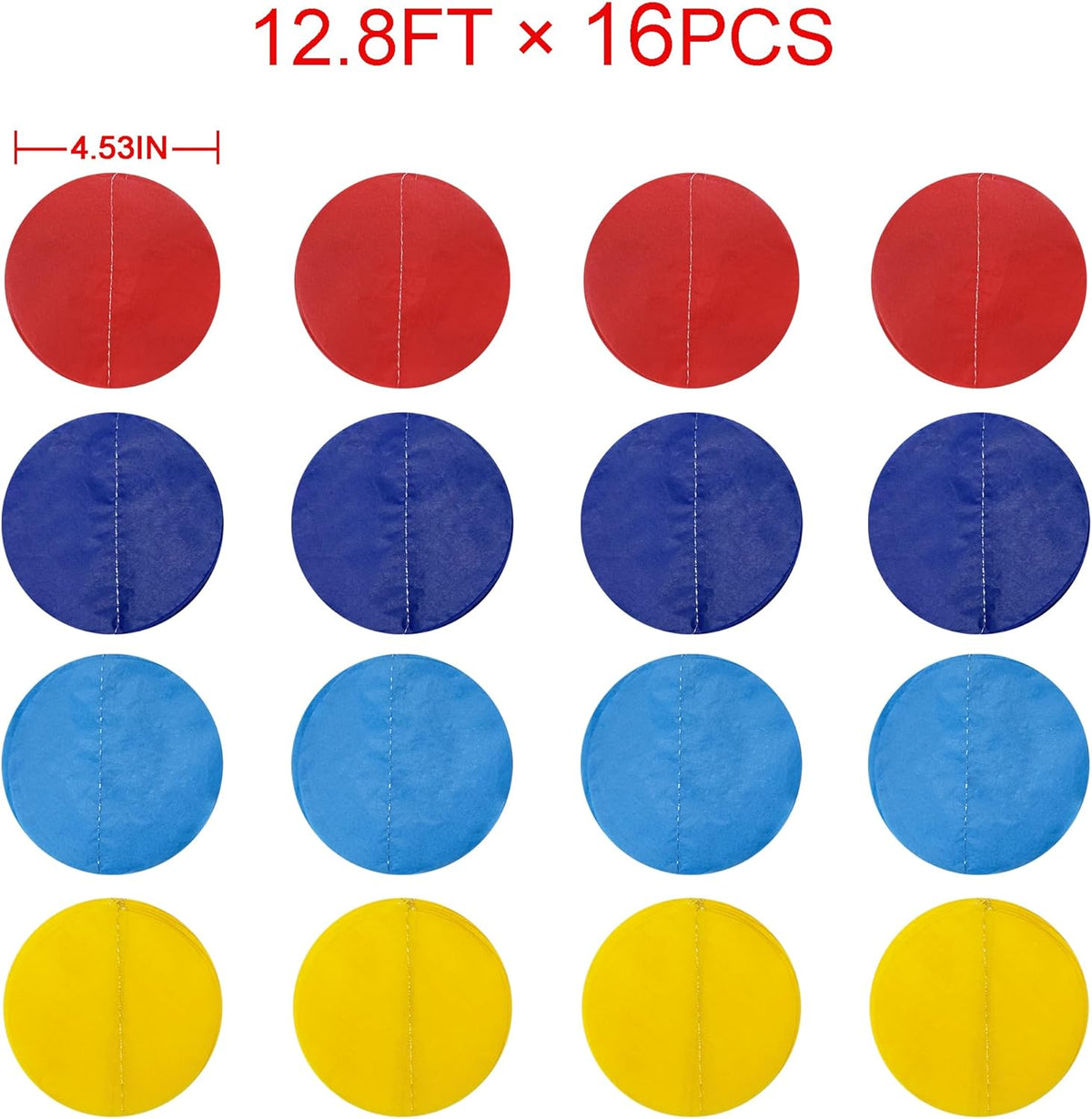 205Ft Red Blue Yellow Party Decorations Big Polka Dot Tissue Paper Backdrop Streamer Colorful
