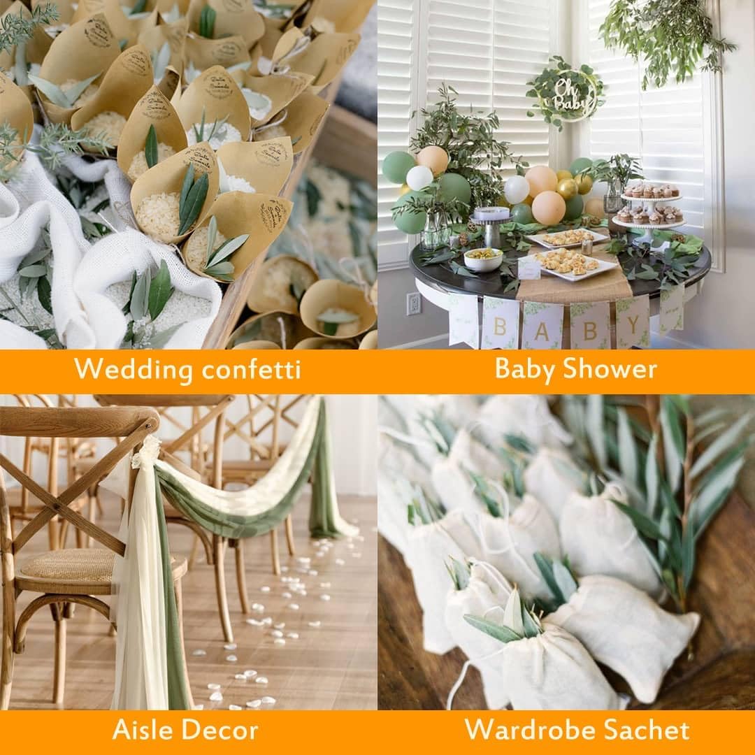 Real Dried Ivory White Hydrangea Flower & Eucalyptus Petals - 3000+ Natural Fragrant Confetti for