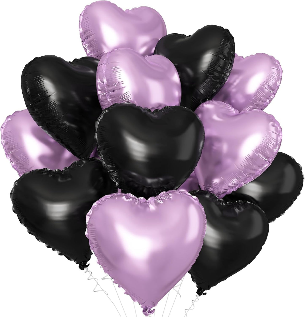 Black Purple Heart Balloons,12Pcs 18Inch Cream Purple Black Heart Shaped Foil Helium Balloons for