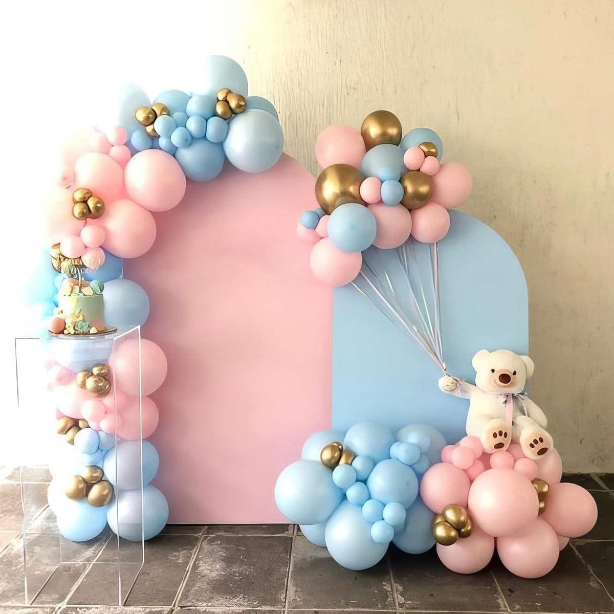 Pink Blue Gold Balloons, 50pcs Pink Blue Purple Balloons, Gold Macaron Pink Purple Teal Balloon