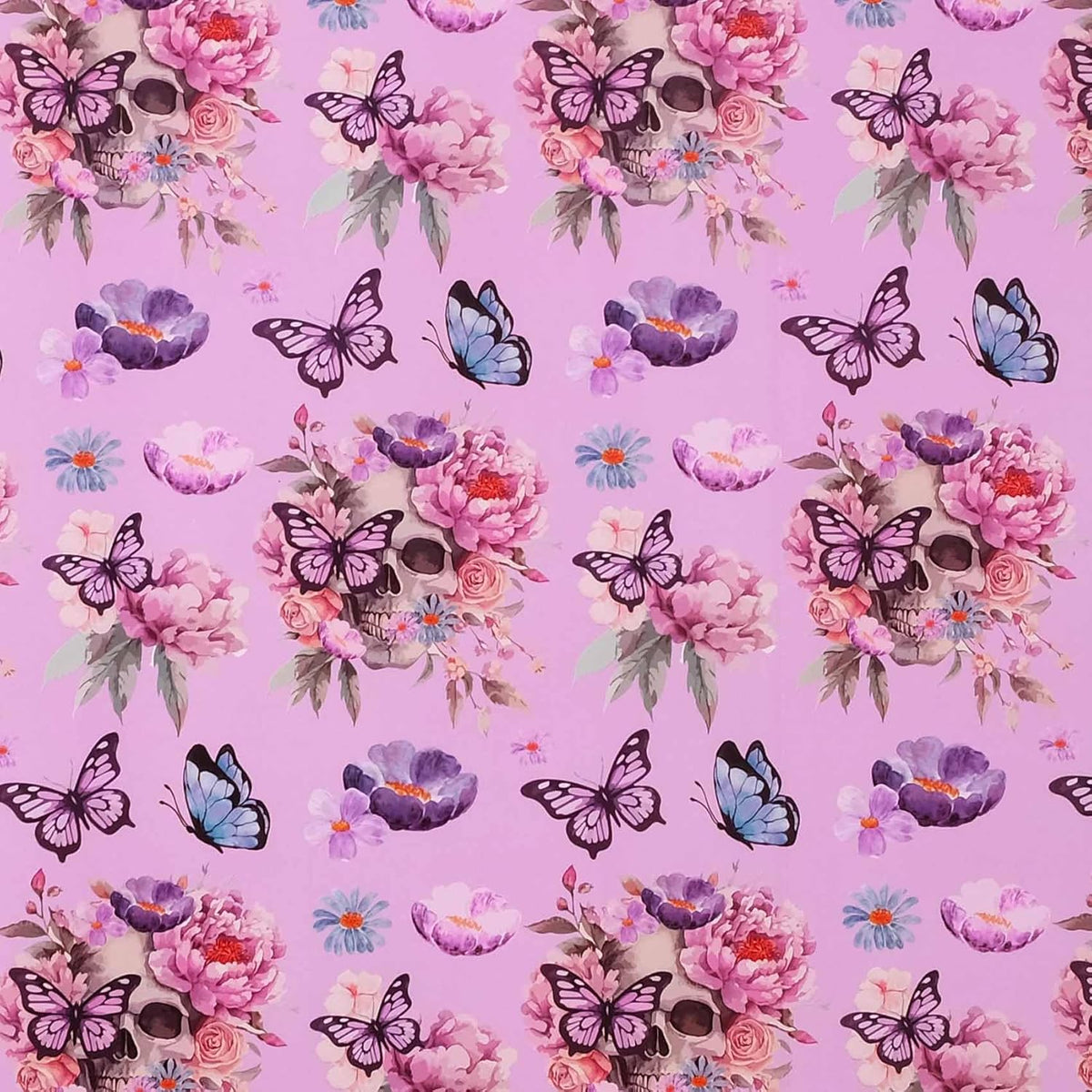 Aimyoo Gothic Wrapping Paper Roll, 17 Inch X 33 Feet Skull Floral Butterfly Design Gift Wrap Paper