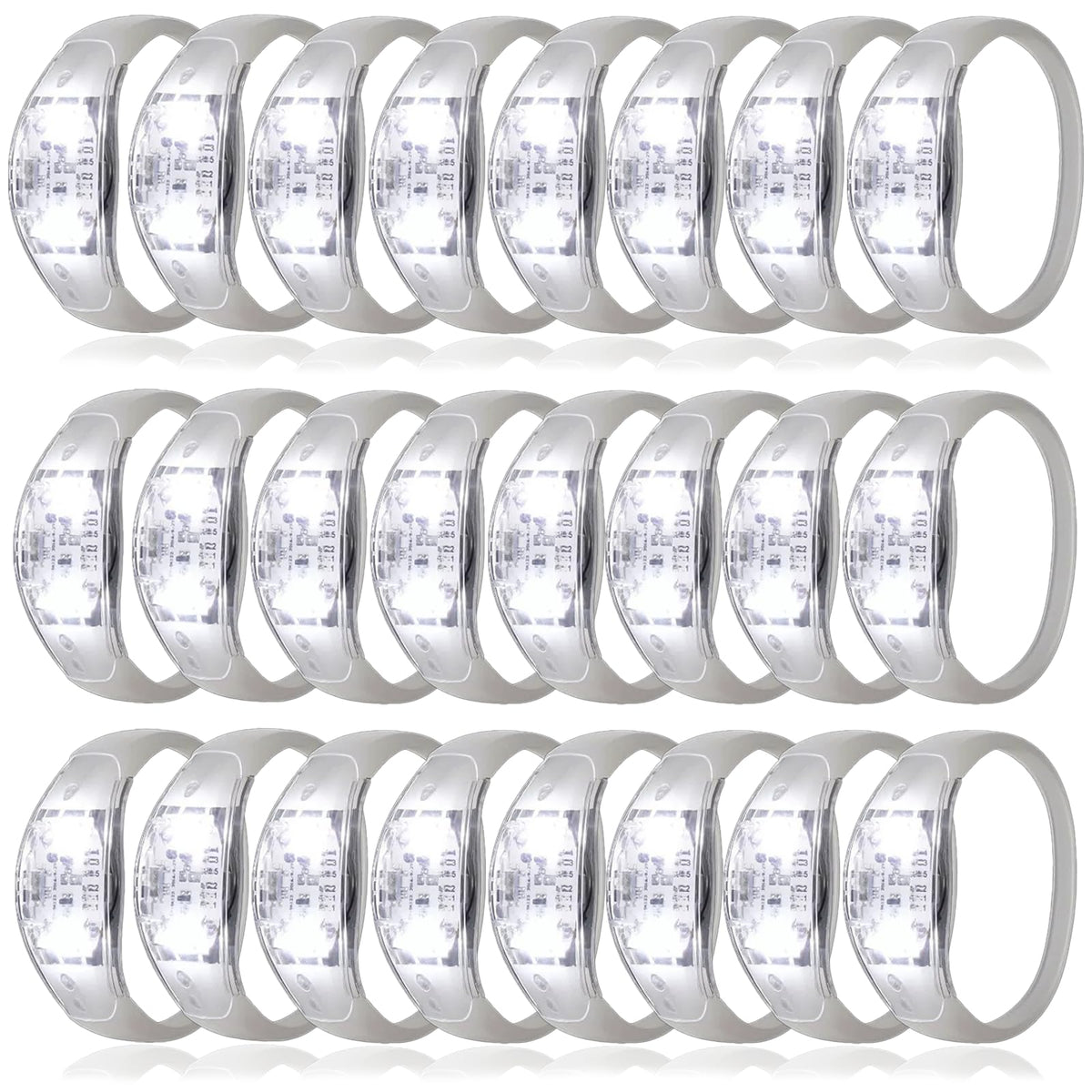 Dhseinat 24 Pcs LED Glow Bracelets Sound Activated Bracelet Glow Bracelets with Flashing LED Strobe